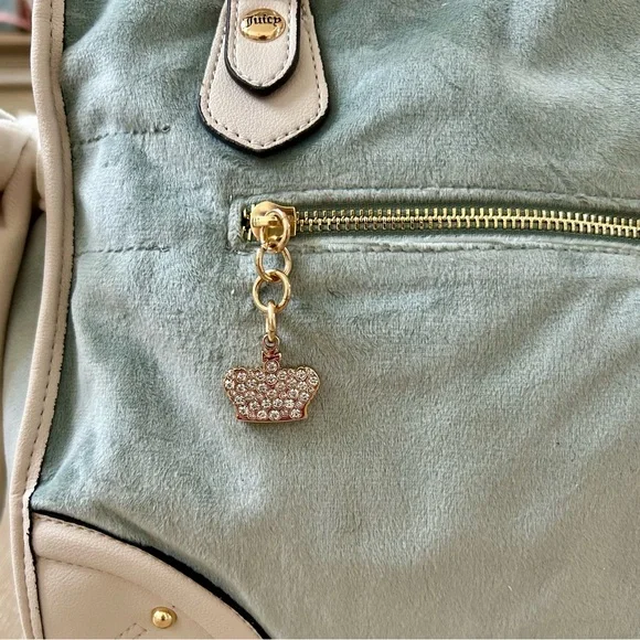 NWT Juicy Couture Dreamy Juicy Tote handbag daydreamer purse w wallet sage/white - Picture 6 of 15